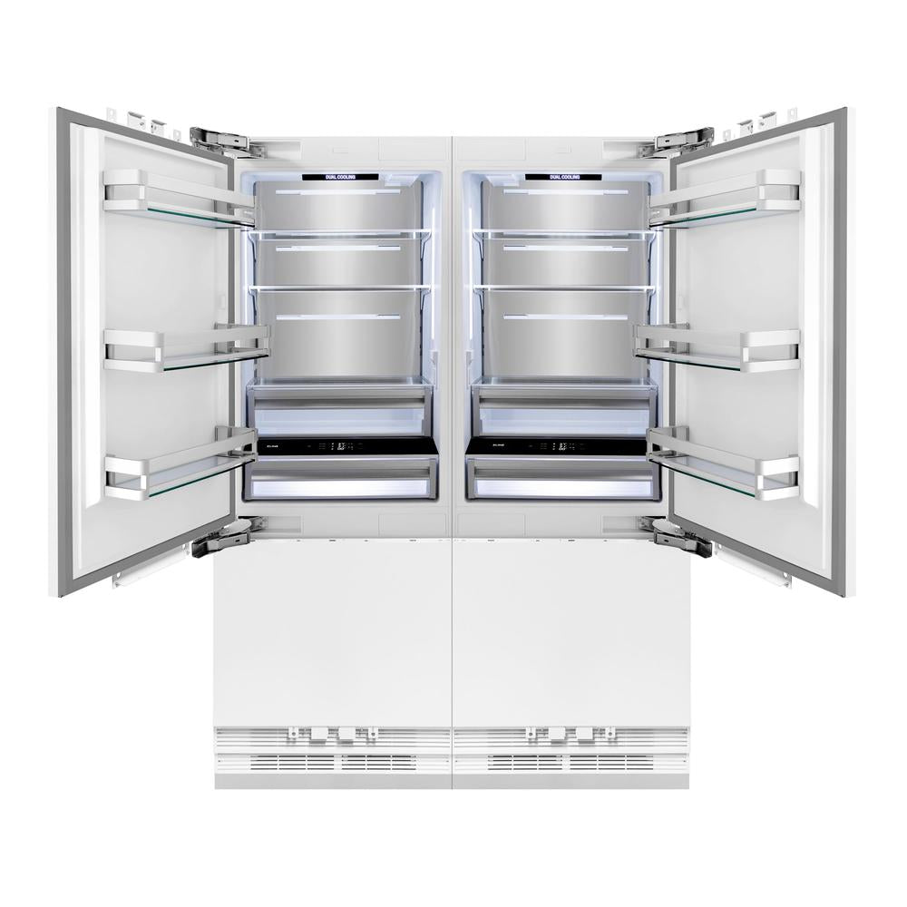 ZLINE Autograph Edition 60 in. 32.2 cu. ft. Panel Ready French Door Built-In Bottom Freezer Refrigerator with Water Dispenser and Ice Maker with Champagne Bronze Accents (RBIVZ-60-CB)