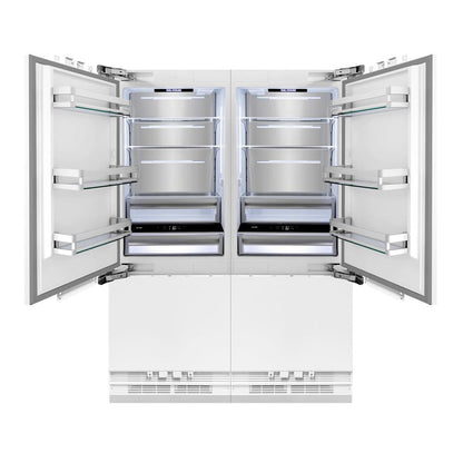 ZLINE Autograph Edition 60 in. 32.2 cu. ft. Panel Ready French Door Built-In Bottom Freezer Refrigerator with Water Dispenser and Ice Maker with Polished Gold Accents (RBIVZ-60-G)