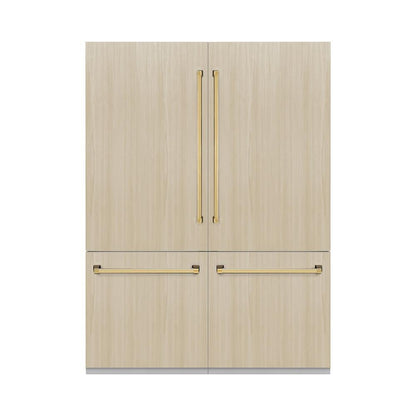 ZLINE Autograph Edition 60 in. 32.2 cu. ft. Panel Ready French Door Built-In Bottom Freezer Refrigerator with Water Dispenser and Ice Maker with Polished Gold Accents (RBIVZ-60-G)