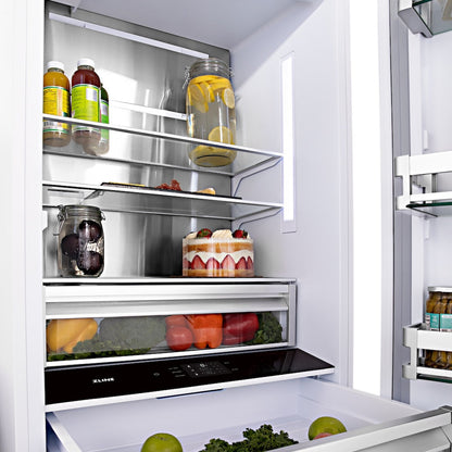 ZLINE Autograph Edition 60 in. 32.2 cu. ft. French Door Built-In Bottom Freezer Refrigerator with Water Dispenser and Ice Maker in Satin Stainless Steel with Champagne Bronze Accents (RBIVZ-SN-60-CB)