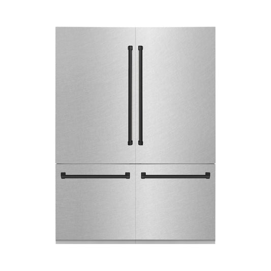 ZLINE Autograph Edition 60 in. 32.2 cu. ft. French Door Built-In Bottom Freezer Refrigerator with Water Dispenser and Ice Maker in Satin Stainless Steel with Matte Black Accents (RBIVZ-SN-60-MB)