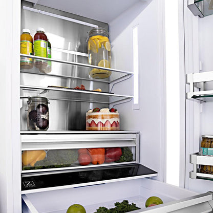 ZLINE Autograph Edition 36 in. 19.6 cu. ft. French Door Built-In Bottom Freezer Refrigerator with Water Dispenser and Ice Maker in Stainless Steel with Matte Black Accents (RBIVZ-304-36-MB)