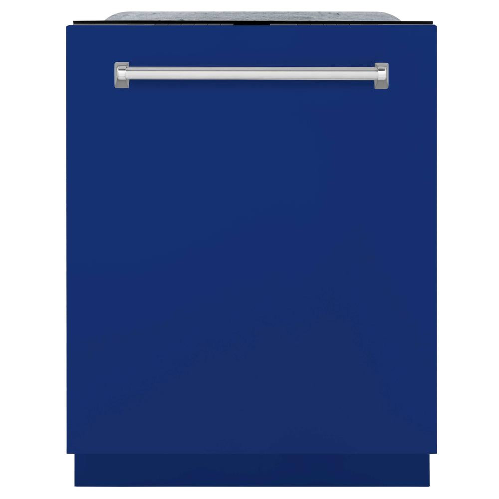 ZLINE 24 in. Monument Series 3rd Rack Top Touch Control Dishwasher with Blue Gloss Panel, 45dBa (DWMT-24-BG)