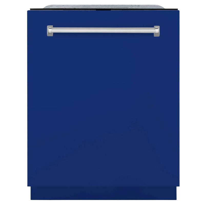ZLINE 24 in. Monument Series 3rd Rack Top Touch Control Dishwasher with Blue Gloss Panel, 45dBa (DWMT-24-BG)