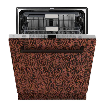 ZLINE 24 in. Monument Series 3rd Rack Top Touch Control Dishwasher with Hand-Hammered Copper Panel, 45dBa (DWMT-HH-24)