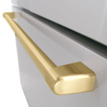 ZLINE Autograph Edition 36 in. 28.9 cu. ft. Standard-Depth French Door External Water Dispenser Refrigerator with Dual Ice Maker in Fingerprint-Resistant Stainless Steel and Champagne Bronze Traditional Handles (RSMZ-W-36-CB)