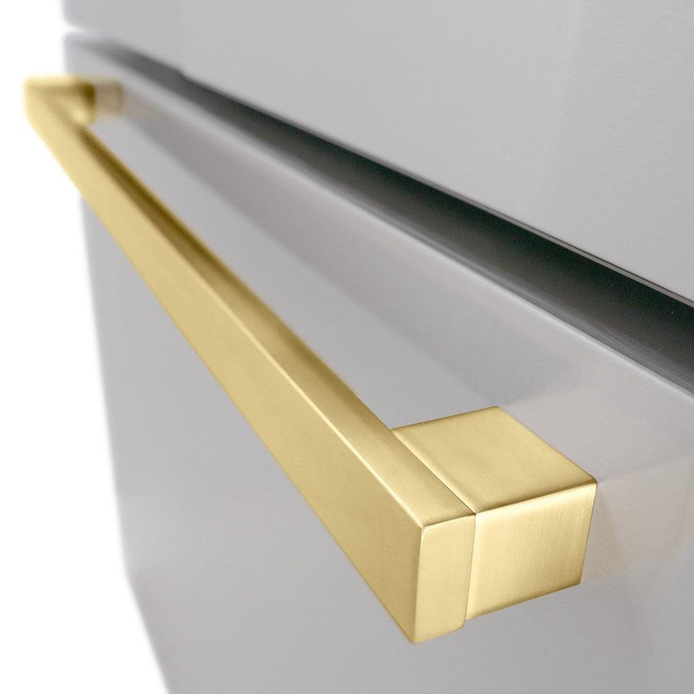ZLINE Autograph Edition 36 in. 28.9 cu. ft. Standard-Depth French Door External Water Dispenser Refrigerator with Dual Ice Maker in Fingerprint-Resistant Stainless Steel and Polished Gold Modern Handles (RSMZ-W-36-FG)