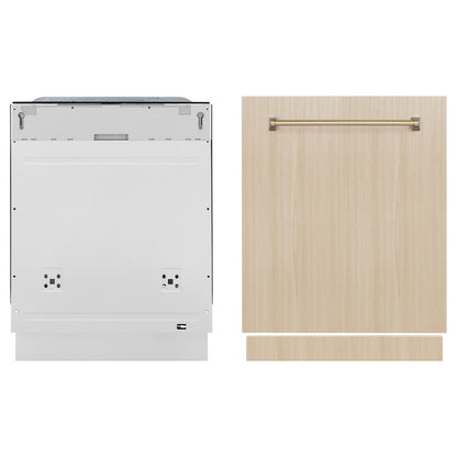 ZLINE Autograph Edition 24 in. Monument Series 3rd Rack Top Touch Control Tall Tub Dishwasher in Custom Panel Ready with Champagne Bronze Handle, 45dBa (DWMTZ-24-CB)