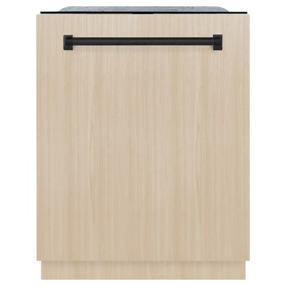 ZLINE Autograph Edition 24 in. Monument Series 3rd Rack Top Touch Control Tall Tub Dishwasher in Custom Panel Ready with Matte Black Handle, 45dBa (DWMTZ-24-MB)