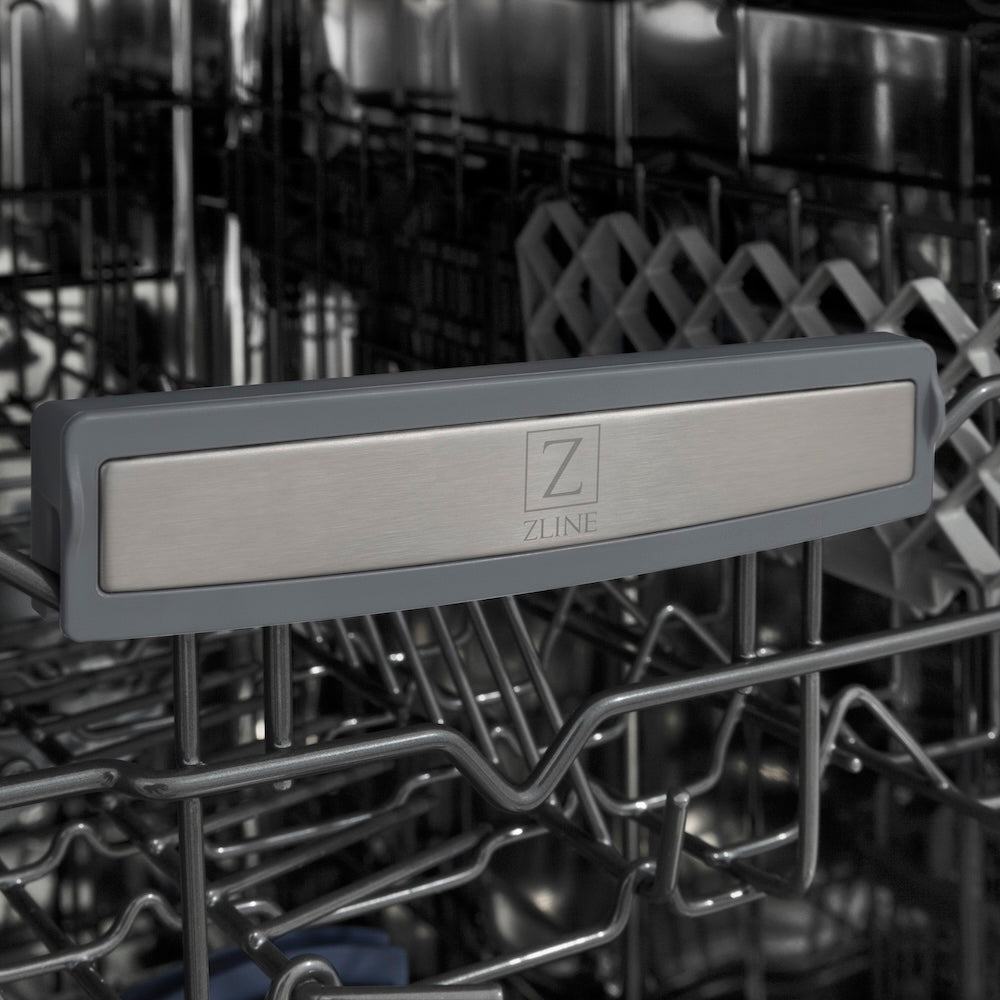 ZLINE Autograph Edition 24 in. Tallac Series 3rd Rack Top Control Built-In Tall Tub Dishwasher in Custom Panel Ready with Champagne Bronze Handle, 51dBa (DWVZ-24-CB)