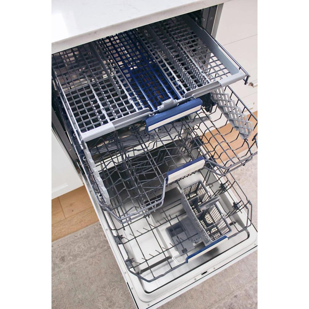 ZLINE Autograph Edition 24 in. Tallac Series 3rd Rack Top Control Built-In Tall Tub Dishwasher in Custom Panel Ready with Matte Black Handle, 51dBa (DWVZ-24-MB)