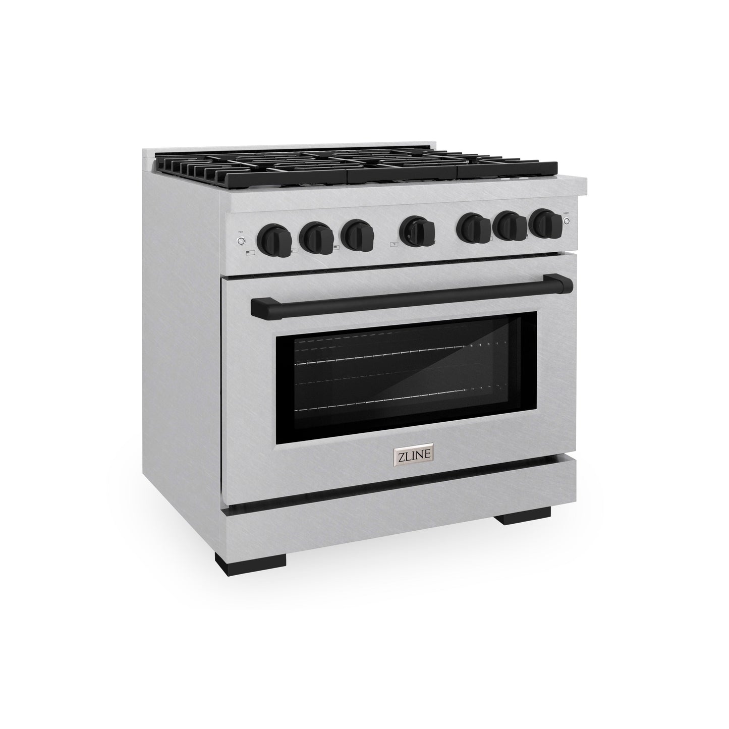 ZLINE Autograph Edition 36 in. 5.2 cu. ft. Paramount Gas Range with 6 Burner Cooktop and Convection Gas Oven in DuraSnow® Stainless Steel and Matte Black Accents (SGRSZ-36-MB)