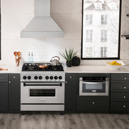 ZLINE Autograph Edition 36 in. 4.6 cu. ft. Legacy Dual Fuel Range with 6 Burner Gas Cooktop and Electric Convection Oven in Satin Stainless Steel and Matte Black Accents (RASZ-SN-36-MB)