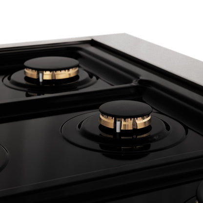 ZLINE Autograph Edition 36 in. Legacy Gas Rangetop with 6 Burners and Porcelain Cooktop in Satin Stainless Steel with Polished Gold Accents (RTSZ-36-G)