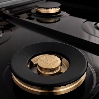 ZLINE Autograph Edition 60 in. 7.4 cu. ft. Legacy Dual Fuel Range with 9 Burner Gas Cooktop and 2 Electric Convection Ovens in Satin Stainless Steel with White Matte Doors and Matte Black Accents (RASZ-WM-60-MB)
