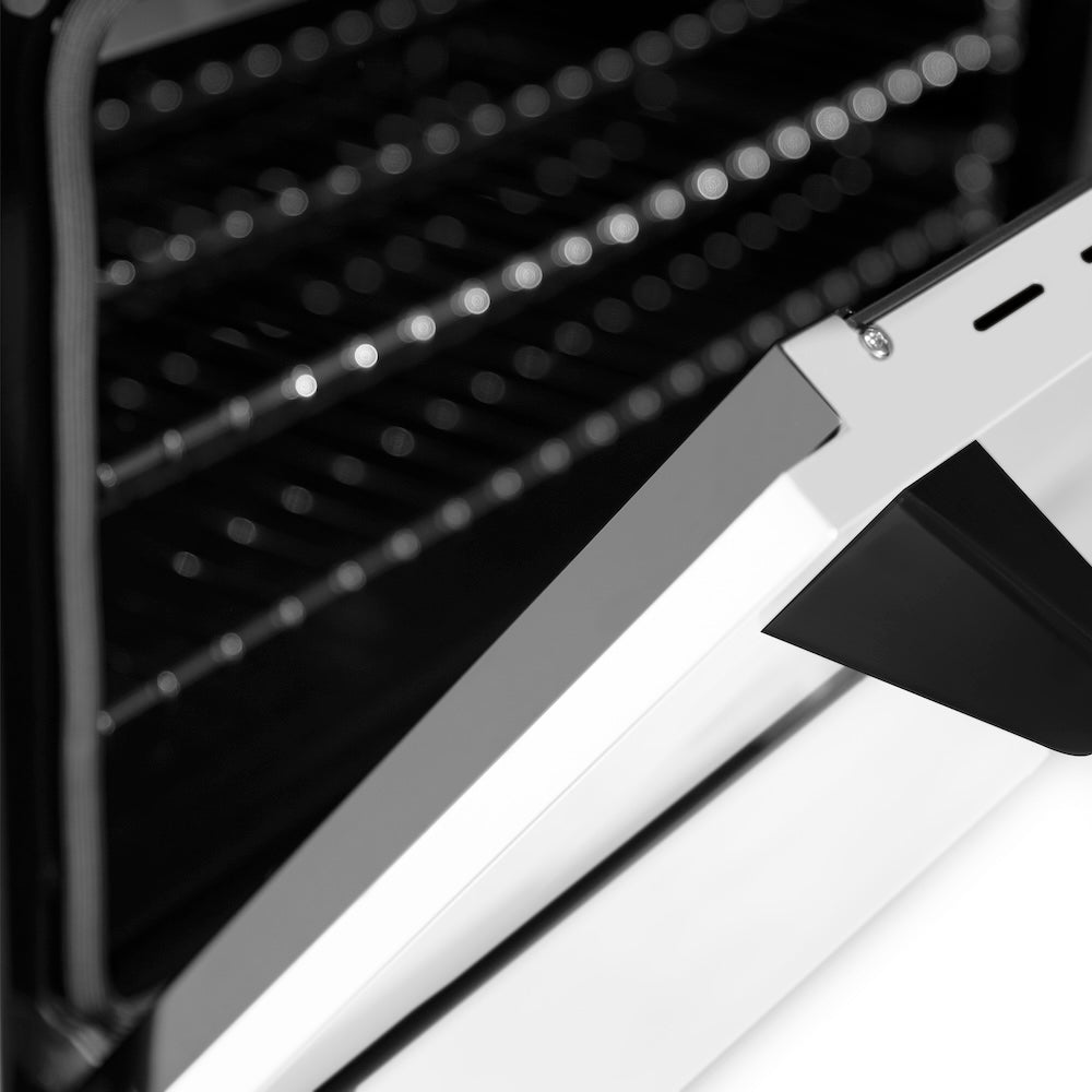 ZLINE Autograph Edition 60 in. 7.4 cu. ft. Legacy Dual Fuel Range with 9 Burner Gas Cooktop and 2 Electric Convection Ovens in Satin Stainless Steel with White Matte Doors and Matte Black Accents (RASZ-WM-60-MB)