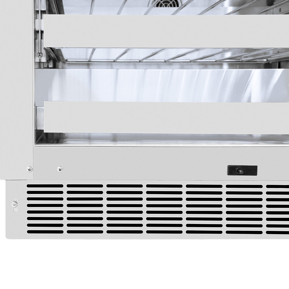 ZLINE Autograph Edition 24 in. Touchstone Dual Zone 44 Bottle Wine Cooler With Panel Ready Glass Door And Champagne Bronze Handle (RWDPOZ-24-CB)