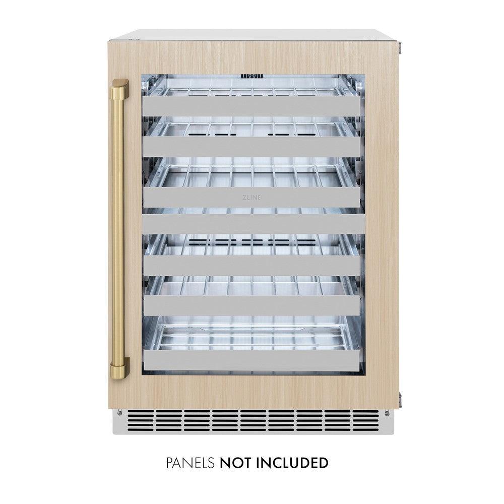 ZLINE Autograph Edition 24 in. Touchstone Dual Zone 44 Bottle Wine Cooler With Panel Ready Glass Door And Champagne Bronze Handle (RWDPOZ-24-CB)