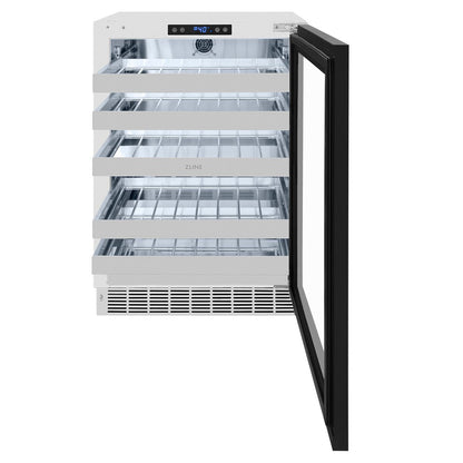 ZLINE Autograph Edition 24 in. Touchstone Dual Zone 44 Bottle Wine Cooler With Panel Ready Glass Door And Polished Gold Handle (RWDPOZ-24-G)