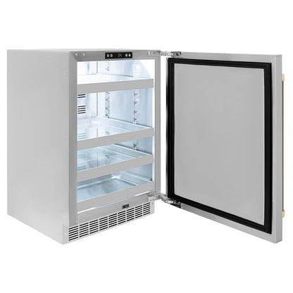 ZLINE Autograph Edition 24 in. Touchstone 151 Can Beverage Fridge with Solid Stainless Steel Door and Champagne Bronze Helix Handle (RBSOZ-ST-24-KCB)