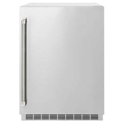 ZLINE Autograph Edition 24 in. Touchstone 151 Can Beverage Fridge with Solid Stainless Steel Door and Polished Nickel Helix Handle (RBSOZ-ST-24-KPN)