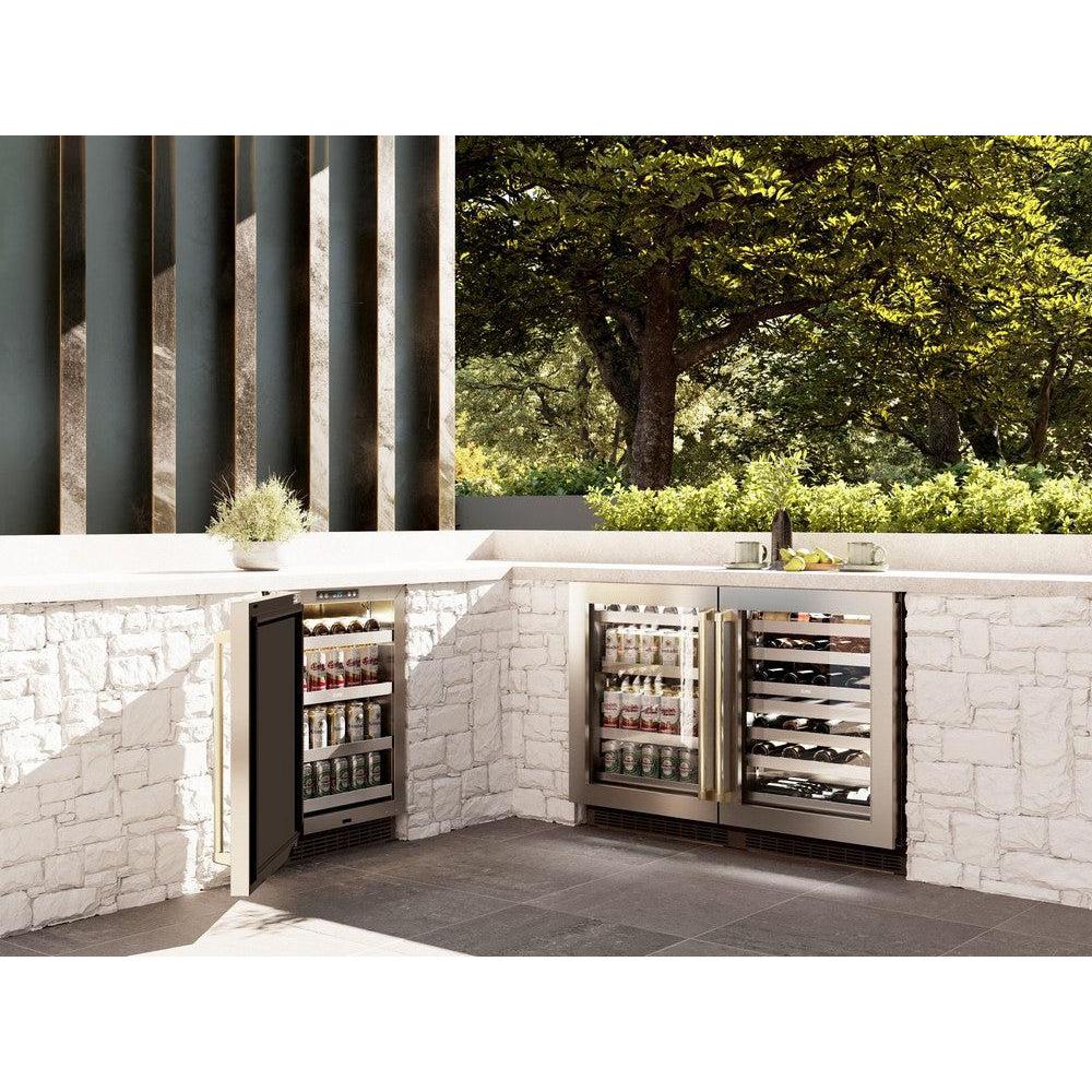 ZLINE Autograph Edition 24 in. Touchstone Dual Zone 44 Bottle Wine Cooler With Stainless Steel Glass Door And Champagne Bronze Handle (RWDOZ-GS-24-CB)