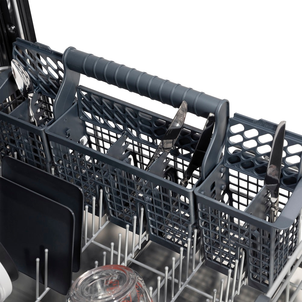 ZLINE Autograph Edition 24 in. Monument Series 3rd Rack Top Touch Control Tall Tub Dishwasher with Satin Stainless Steel Panel and Polished Gold Handle, 45dBa (DWMTZ-SN-24-G)