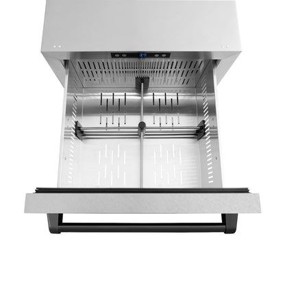 ZLINE Autograph Edition 24 in. Touchstone 168 Can Outdoor-Rated Dual Refrigerator Drawer with Satin Stainless Steel Doors and Matte Black Handles (RDSOZ-SN-24-MB)