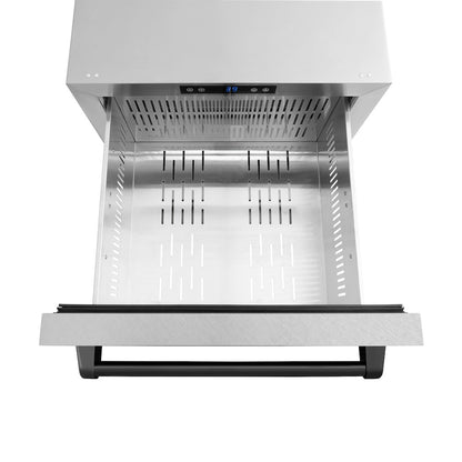 ZLINE Autograph Edition 24 in. Touchstone 168 Can Outdoor-Rated Dual Refrigerator Drawer with Satin Stainless Steel Doors and Matte Black Handles (RDSOZ-SN-24-MB)