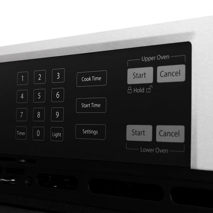 ZLINE Autograph Edition 30 in. Professional True Convection Double Wall Oven with Air Fry and Self Clean in Satin Stainless Steel with Champagne Bronze Helix Handles (WADSZ-30-KCB)
