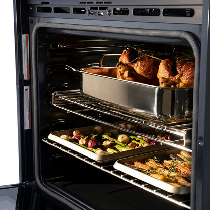 ZLINE Autograph Edition 30 in. Professional True Convection Double Wall Oven with Air Fry and Self Clean in Satin Stainless Steel with Polished Nickel Helix Handles (WADSZ-30-KPN)