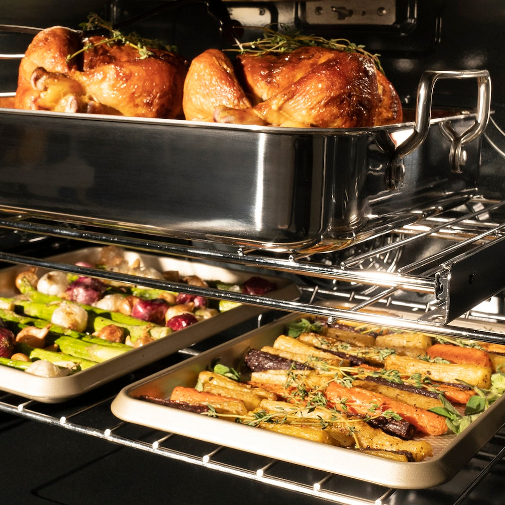ZLINE Autograph Edition 30 in. Professional True Convection Double Wall Oven with Air Fry and Self Clean in Satin Stainless Steel with Matte Black Handles (WADSZ-30-MB)