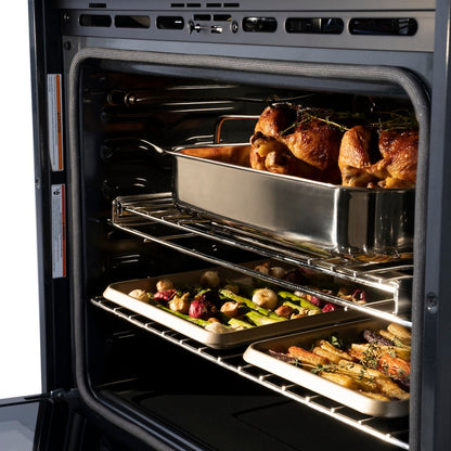 ZLINE Autograph Edition 30 in. Professional True Convection Single Wall Oven with Air Fry and Self Clean in Satin Stainless Steel with Matte Black Handle (WASSZ-30-MB)