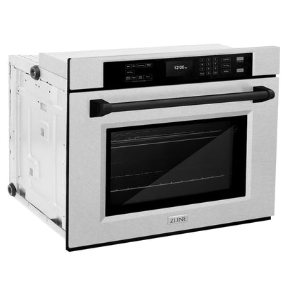 ZLINE Autograph Edition 30 in. Professional True Convection Single Wall Oven with Air Fry and Self Clean in Satin Stainless Steel with Matte Black Handle (WASSZ-30-MB)