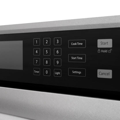 ZLINE Autograph Edition 30 in. Professional True Convection Single Wall Oven with Air Fry and Self Clean in Satin Stainless Steel with White Matte Door and Champagne Bronze Handle (WASSZ-WM-30-CB)