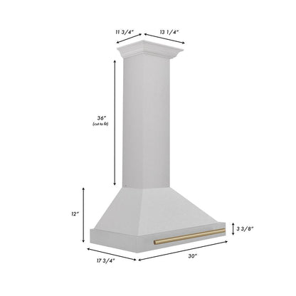 ZLINE Autograph Edition 30 in. Convertible Satin Stainless Steel Wall Mount Range Hood with Champagne Bronze Handle (KB4SNZ-30-CB)