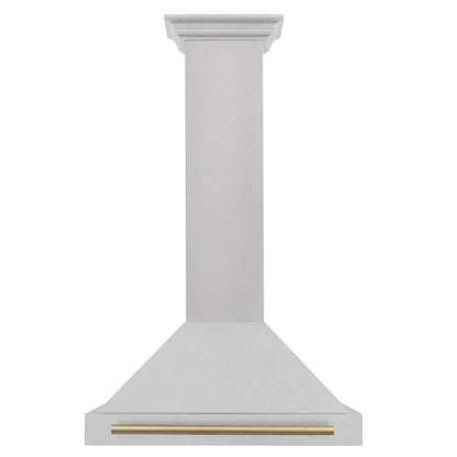 ZLINE Autograph Edition 30 in. Convertible Satin Stainless Steel Wall Mount Range Hood with Champagne Bronze Handle (KB4SNZ-30-CB)