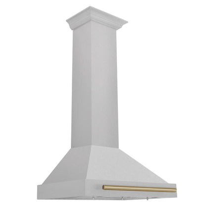 ZLINE Autograph Edition 30 in. Convertible Satin Stainless Steel Wall Mount Range Hood with Champagne Bronze Handle (KB4SNZ-30-CB)