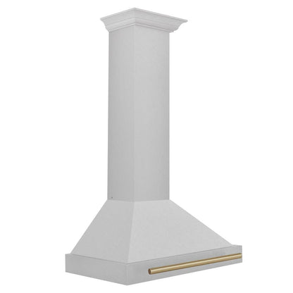 ZLINE Autograph Edition 30 in. Convertible Satin Stainless Steel Wall Mount Range Hood with Champagne Bronze Handle (KB4SNZ-30-CB)