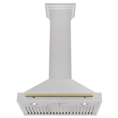 ZLINE Autograph Edition 30 in. Convertible Satin Stainless Steel Wall Mount Range Hood with Champagne Bronze Handle (KB4SNZ-30-CB)