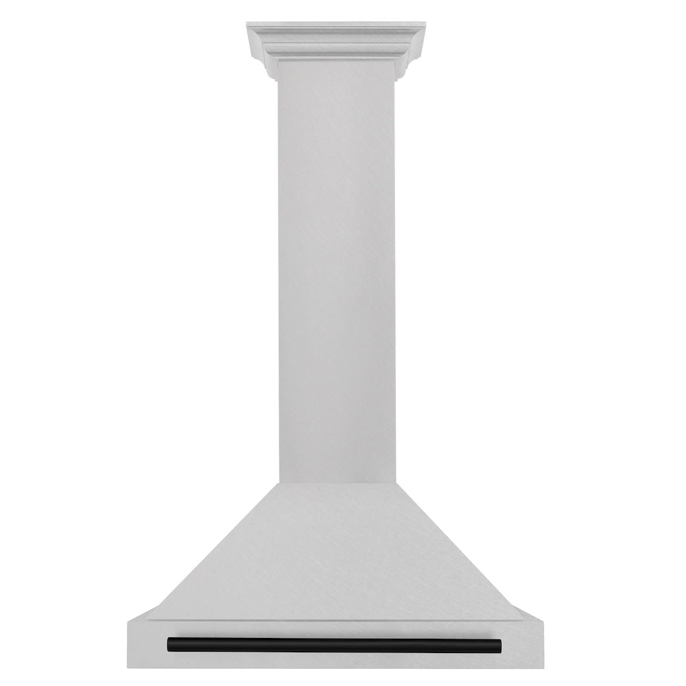 ZLINE Autograph Edition 30 in. Convertible Satin Stainless Steel Wall Mount Range Hood with Matte Black Handle (KB4SNZ-30-MB)