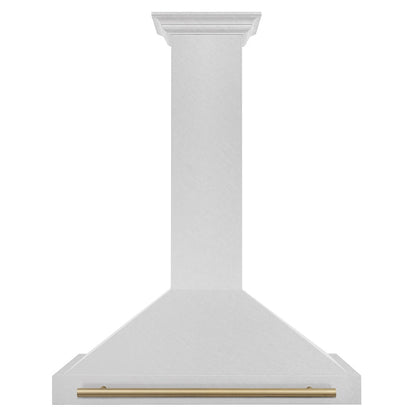ZLINE Autograph Edition 36 in. Convertible Satin Stainless Steel Wall Mount Range Hood with Champagne Bronze Handle (KB4SNZ-36-CB)