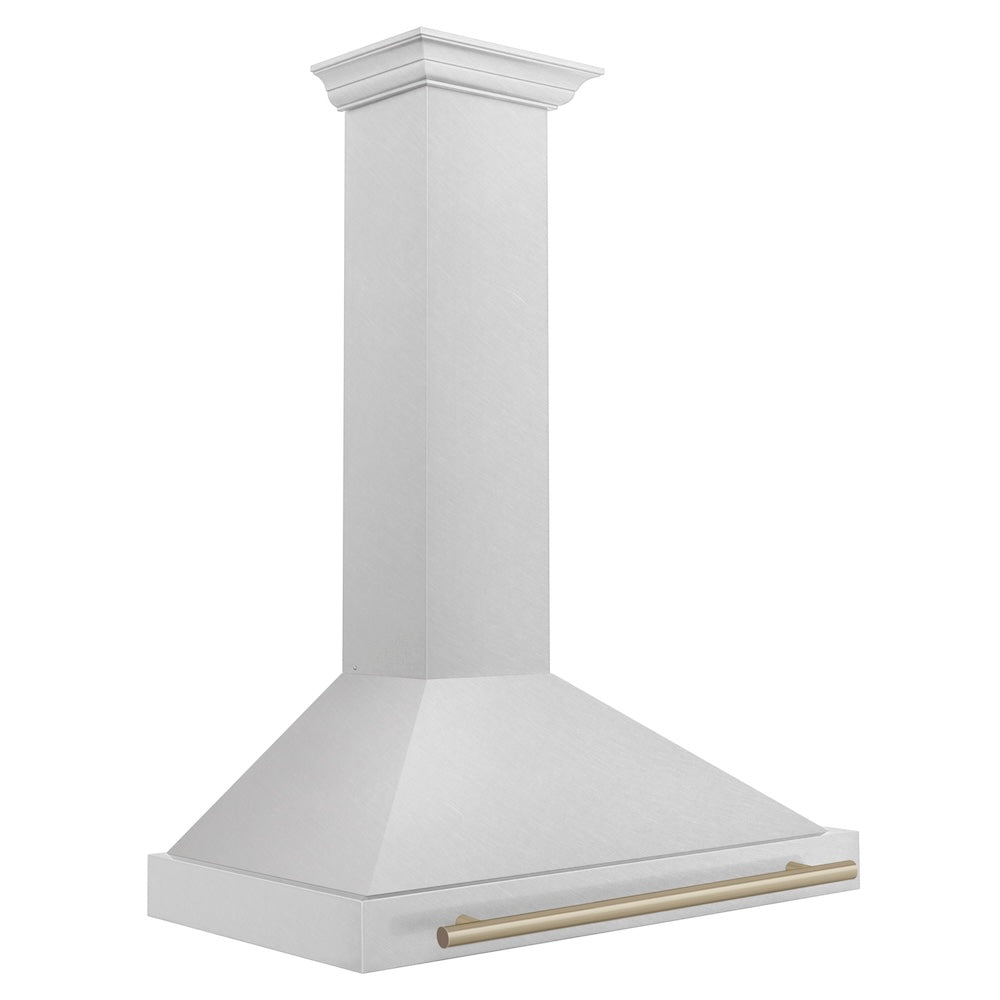 ZLINE Autograph Edition 36 in. Convertible Satin Stainless Steel Wall Mount Range Hood with Champagne Bronze Handle (KB4SNZ-36-CB)