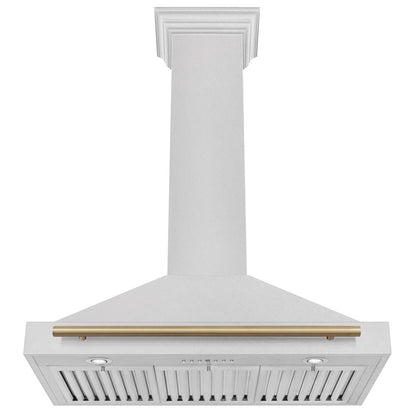 ZLINE Autograph Edition 36 in. Convertible Satin Stainless Steel Wall Mount Range Hood with Champagne Bronze Handle (KB4SNZ-36-CB)