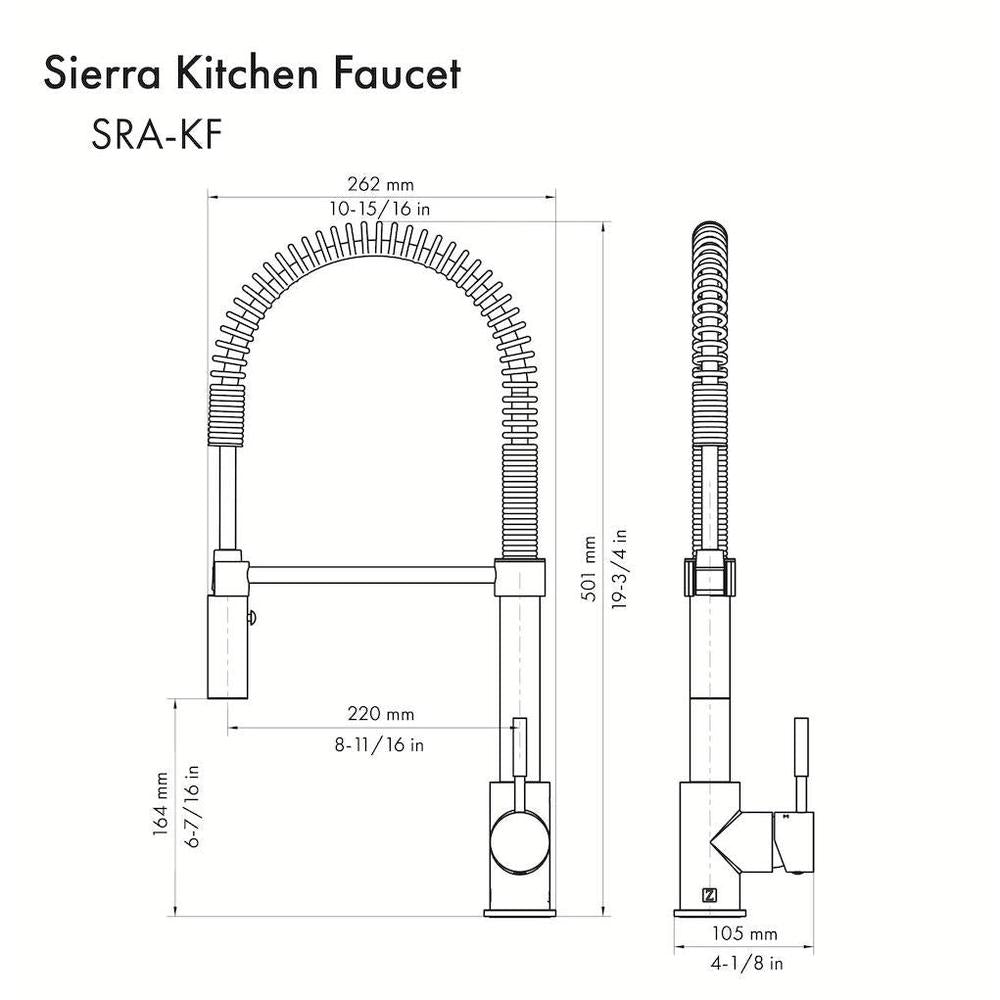 ZLINE Autograph Edition Sierra Pull Down Spring Single Handle Kitchen Faucet in Matte Black and Champagne Bronze (SRA-KF-ZMBCB)