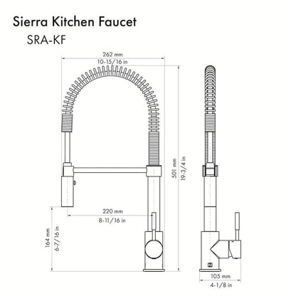 ZLINE Autograph Edition Sierra Pull Down Spring Single Handle Kitchen Faucet in Matte Black and Champagne Bronze (SRA-KF-ZMBCB)