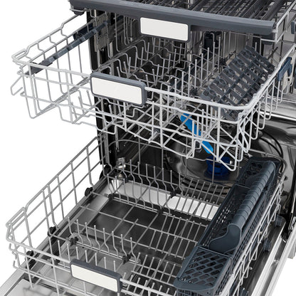 ZLINE Autograph Edition 24 in. Monument Series 3rd Rack Top Touch Control Tall Tub Dishwasher in Stainless Steel with Champagne Bronze Helix Handle, 45dBa (DWMTZ-30424-KCB)