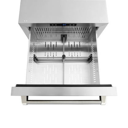 ZLINE Autograph Edition 24 in. Touchstone 168 Can Outdoor-Rated Dual Refrigerator Drawer with Stainless Steel Doors and Polished Nickel Helix Handles (RDSOZ-ST-24-KPN)