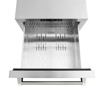 ZLINE Autograph Edition 24 in. Touchstone 168 Can Outdoor-Rated Dual Refrigerator Drawer with Stainless Steel Doors and Polished Nickel Helix Handles (RDSOZ-ST-24-KPN)