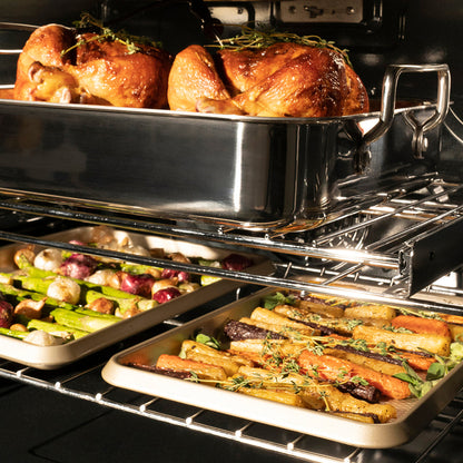 ZLINE Autograph Edition 30 in. Professional True Convection Double Wall Oven with Air Fry and Self Clean in Stainless Steel with Champagne Bronze Helix Handles (WADZ-30-KCB)
